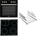 Horno empotrable HEKO 600 Pyro Black - Placa de cocina con pantalla y pirólisis (65 l)/vitrocerámica-4 zonas de cocción, de las cuales 1 asador de