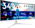 PHILIPS Monitor, Evnia 34M2C5501A Gaming Monitor 34 Pulgadas 180Hz Panel Fast VA, 1ms GtG, HDR400, Altavoces, Altura Ajustable, (3440x1440 HDMI 2X 2.0