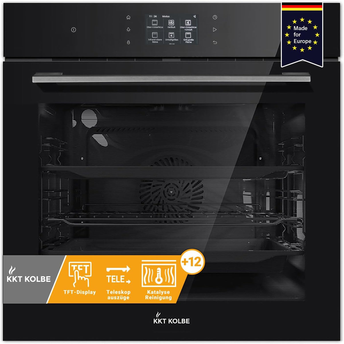 KKT KOLBE EB8017TFT Horno empotrable, Horno empotrable (60 cm, pantalla táctil TFT, puerta de cierre suave, 72 L, 3, 2 kW, catálisis, función de pizza