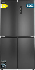 Cecotec Frigorífico combi, Frigorífico Americano 4 Puertas Bolero CoolMarket 4D 503 Dark D, 503 L, Altura 177, 5 cm, Ancho 85 cm, Motor Inverter
