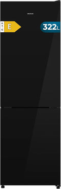 Cecotec Frigorífico combi, Total No Frost de 322L Bolero CoolMarket Combi 322i Black Glass E. Alto 185, 5cm, 59, 5cm de Ancho, Tecnología Multi