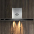 Campana extractora Gurari, GCH 462 IS 9 Prime - Campana de pared con tubo de escape, acero inoxidable campana de cocina 90 cm/vidrio negro
