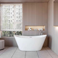 Aica Sanitaer Bañeras independient, AICA Bañera exenta de acrílico lujosa y duradera - 1500x720x650mm - estilo ovalado - color blanco - incluye