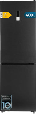 Frigorífico combi Cecotec, Bolero CoolMarket Combi 409 Dark E. 409 L, Altura 184, 6 cm, Ancho 59, 5 cm, Total NoFrost, Sistema Multi AirFlow, Cajón