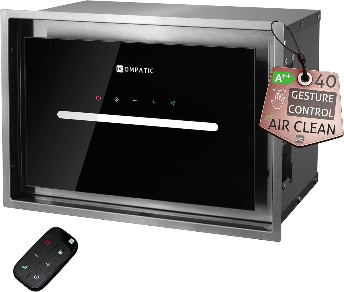 KPHN40BIS de KOMPATIC, campana extractora, HANA 40 Campana Extractora Encastrable, A++, 450 m³/h, Control Gestual, Touch, Mando a Distancia, Modo de