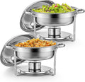 Calentadores de comida y de platos para bufé de Wilprep, 2 PCS Calentadores de Comida para Buffet de Acero Inoxidable Redondo 5L Calentador de Buffet
