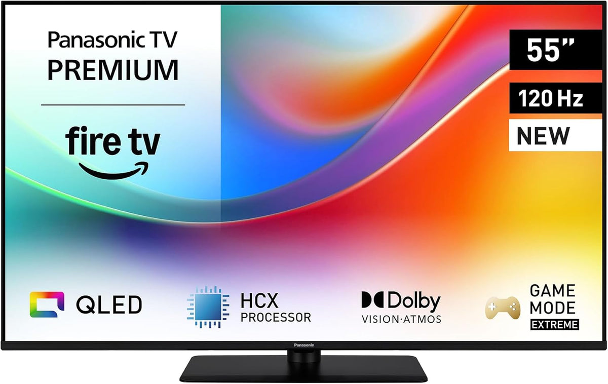 Panasonic Televisor, Premium TV-55W85BEZC, Serie W85B, 55 Pulgadas, Smart TV 4K Ultra HD QLED, 120 Hz, Fire TV, Dolby Vision y Atmos, Modo Juego