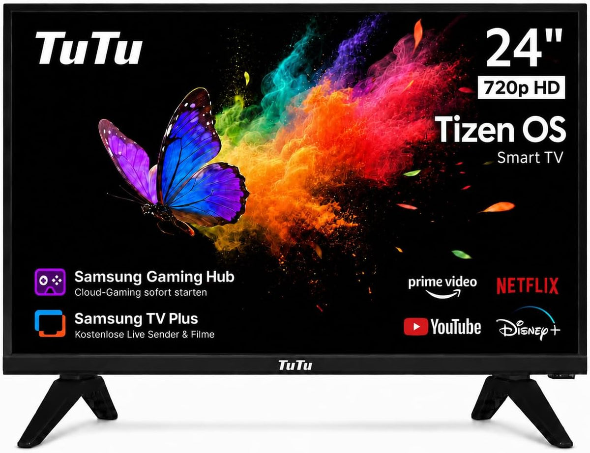 Televisor TuTu, TU24Q1H-T8 Smart TV 24 Pulgadas (60 cm), LED HD Televisor