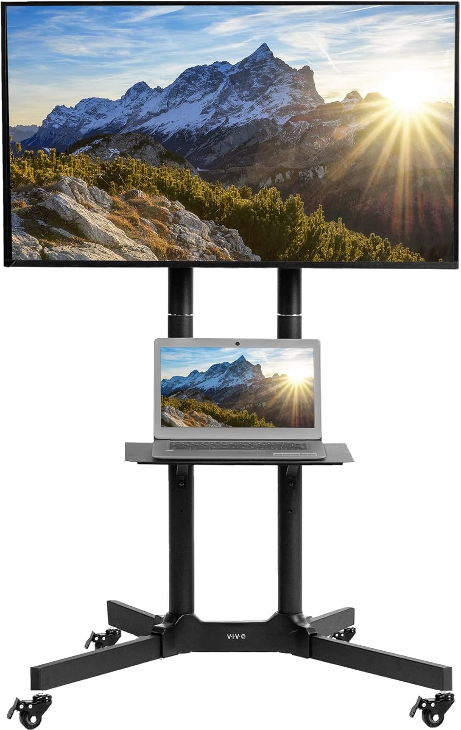 VIVO Soportes de pared y techo para TV, STAND-TV03E - Carrito de TV móvil para Pantallas de 32 a 83 Pulgadas de hasta 50 kg, LCD LED OLED 4K, Paneles
