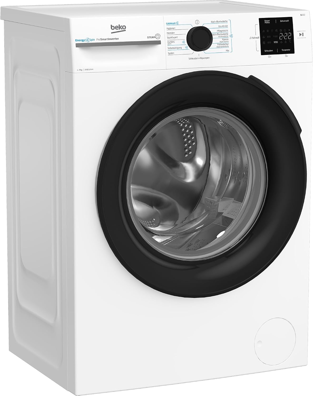 Lavadora BM3WFU3741X Lavadora independiente, totalmente automática, 7 kg, EnergySpin, selección de centrifugado 1400 rpm, función de vapor, higiene+