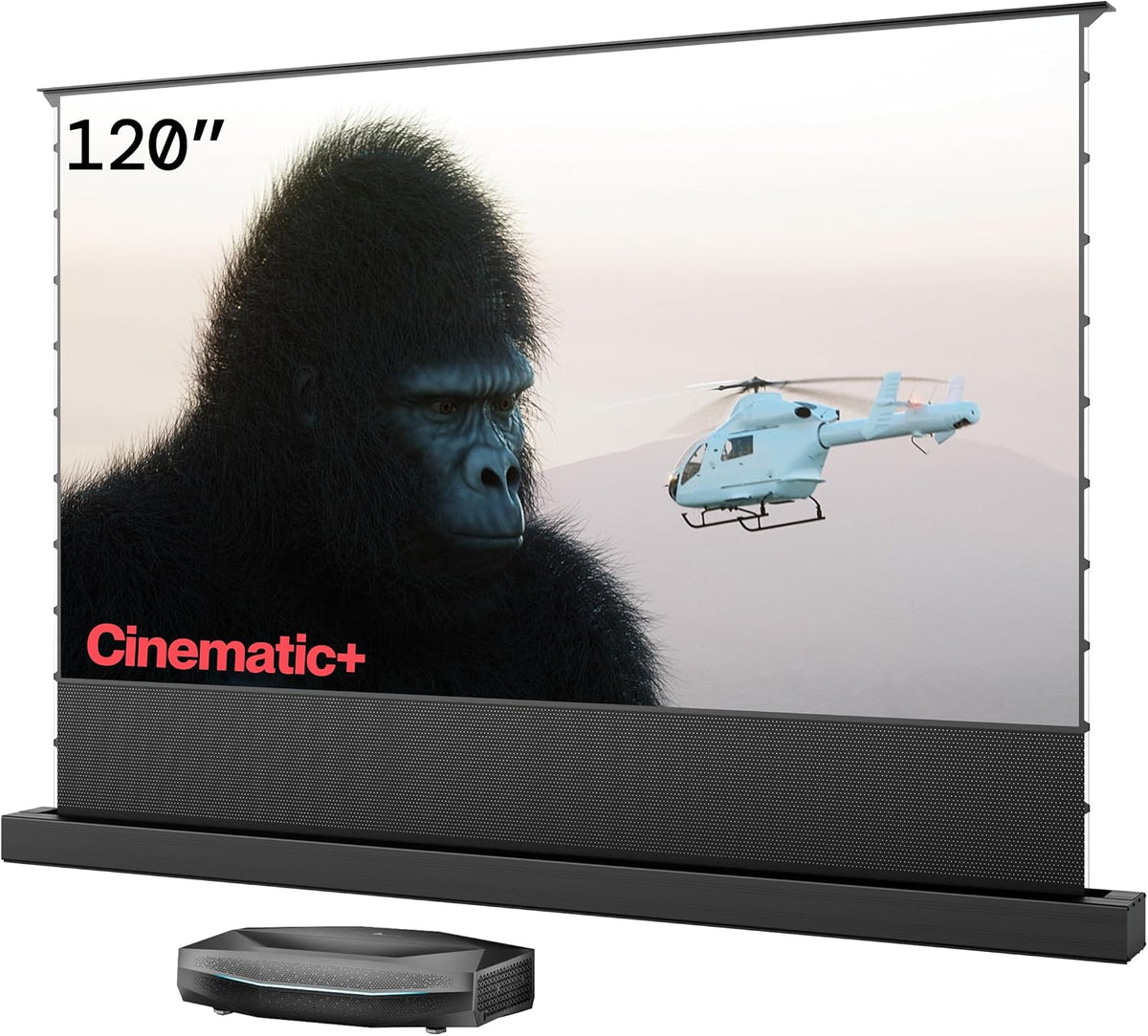 HDR10 de AWOL VISION, proyector, Aetherion Pro + Juego de pantalla de suelo ALR de 120 pulgadas, Proyector de ultra corta distancia con láser RGB