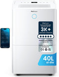 Deshumidificador de Pro Breeze, ® deshumidificador inteligente 40L/día con Wi-Fi, sensor automático, modo ropa, temporizador 24h y drenaje continuo