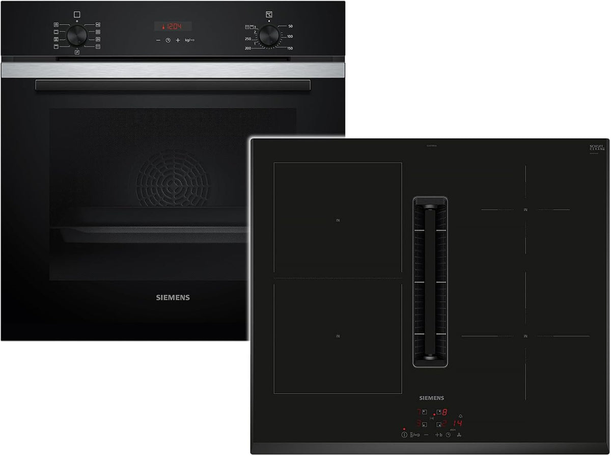 PQ312IV0SZ de SIEMENS, horno empotrable, Juego de horno de pirólisis (acero inoxidable, HB273ABS3 + extractor de placa de inducción ED651BS16E)