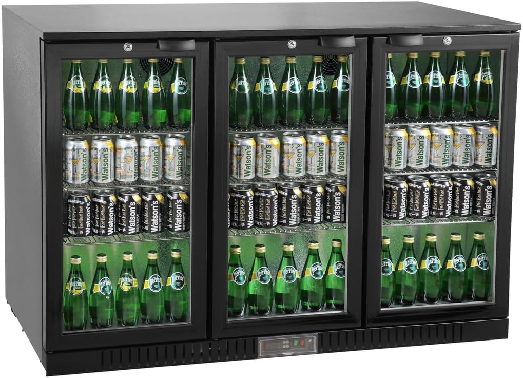 METRO Professional Neveras de exposición, Frigorifico para bebidas GBC3003, aluminio/vidrio, 135x53x86.5 cm, refrigeración por aire, 160 W, con