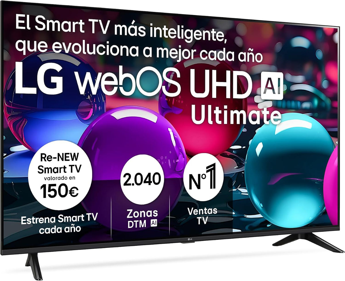 43UA73006LA de LG, smart tv, TV 43', UHD 4K, WebOS 25, Ultimate IA, HDR10 Pro, Super Upscaling, Dolby Digital Plus, Google Assistant, Negro