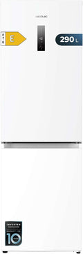 Frigorífico combi de Cecotec, Gris Acero de 290L Bolero CoolMarket Combi 290 Inox. Alto 185cm y 59, 5cm de Ancho, Total Nofrost, Bajo Consumo, Cajón