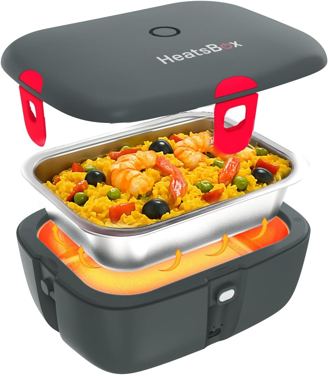 HeatsBox Fiambrera, Faitron HeatsBox Go - Fiambrera Eléctrica para Calentar Alimentos sin BPA, Con Aplicación Controlable, Batería Integrada