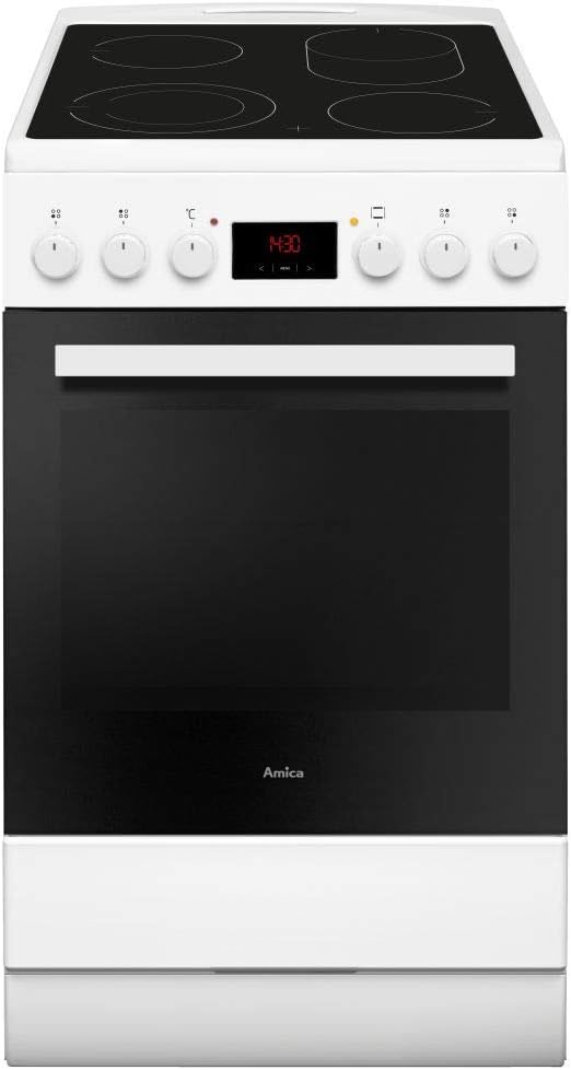 Cocina independiente Amica, SHC 903 001 W EEK: A Standherd mit Glaskeramik-Kochfeld, 50 cm breit, 65 L, Umluft, CoolDoor, SteamClean, weiß