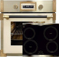 Kaiser Horno empotrable, Horno de pirólisis EH 6427 ElfAD+KCT 6395 IEm, horno de pirólisis retro empotrable, 73 L, cristal de color marfil de 60