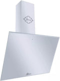 Campana extractora Gurari, Campana de pared 80 cm GURARI 286 WH 8 Pr/Campana extractora de vidrio blanco/Campana inclinada 1000 m³/h con mando a