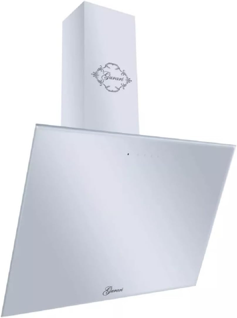 Campana extractora Gurari, Campana de pared 80 cm GURARI 286 WH 8 Pr/Campana extractora de vidrio blanco/Campana inclinada 1000 m³/h con mando a