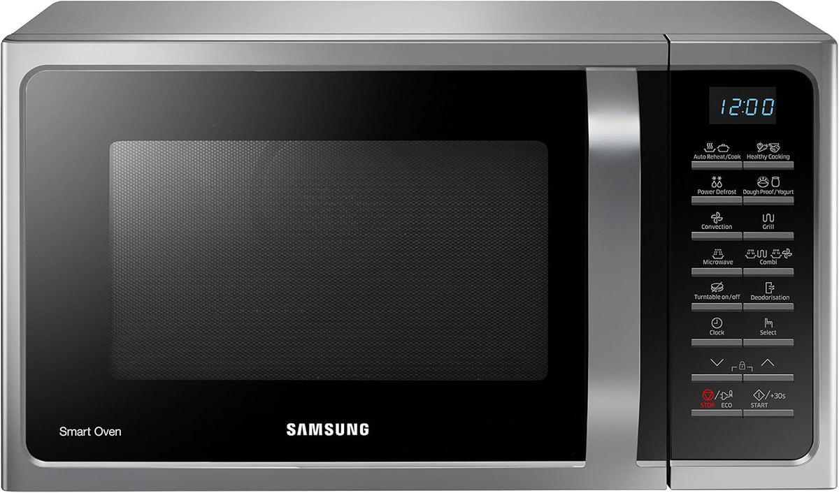 Samsung MC28H5015CS Microondas con grill, Microondas (Encimera, Microondas combinado, 28 L, 900W/1500W, Botones, Aluminio, con Grill acero inoxidable)