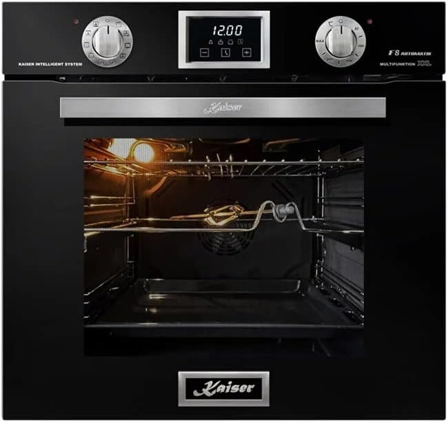 Horno empotrable Kaiser, EG 6374 Sp Luxus - Horno de gas empotrable, 60 cm, autosuficiente, 79 L, diseño negro con cristal de espejo, 2 funciones