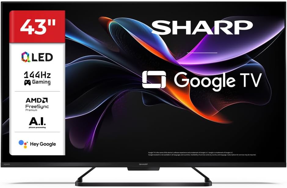Televisor Sharp, 43' QLED 4K Ultra HD Google TV™ Dolby Vision IQ™ Dolby Atmos DTS:X Processore IA 43HR7265E (HR Series)