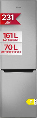 Frigorífico combi de Amica, Frigorífico congelador independiente, 231 l, total NoFrost FreshZone VitControlPlus, compresor de iluminación LED, 170 x