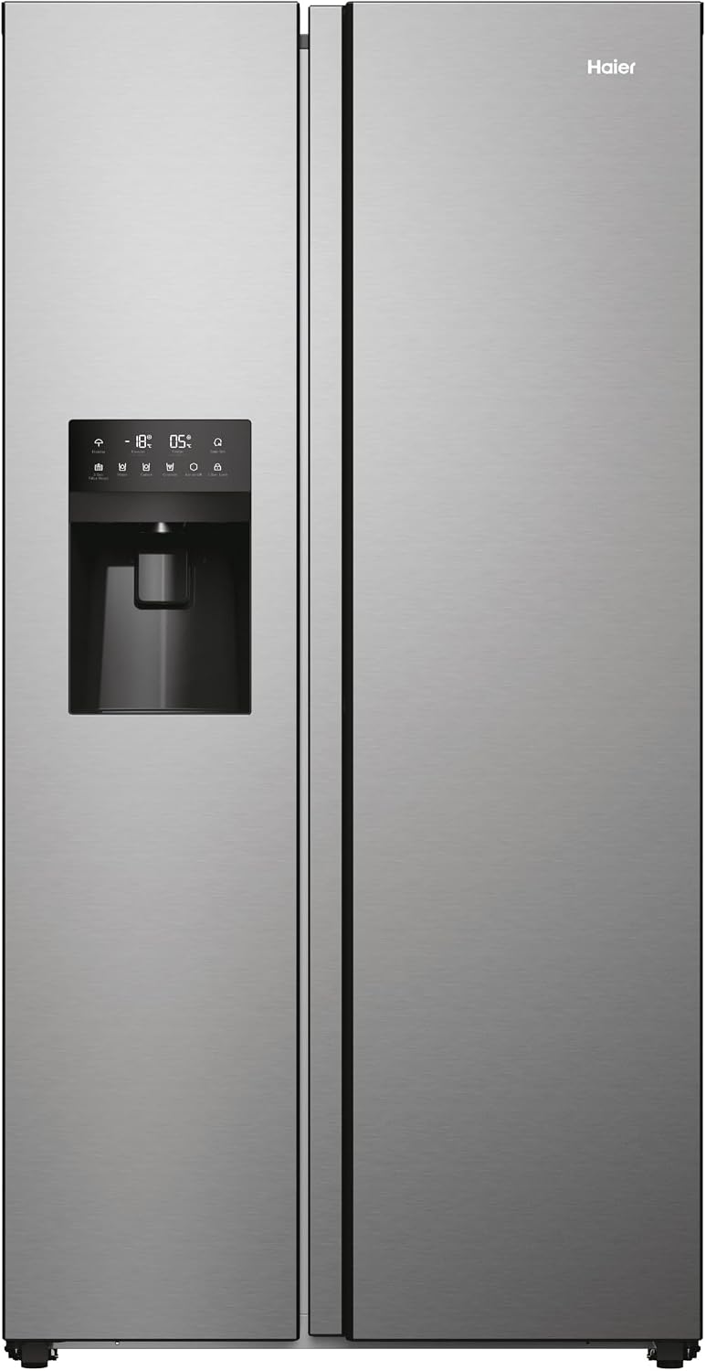Haier HSR5918DIMP Frigorífico, SBS 90 Series 5 Frigorífico Side by Side, con Dispensador de Agua y Hielo, Apertura puertas 90º, Motor Inverter, Total