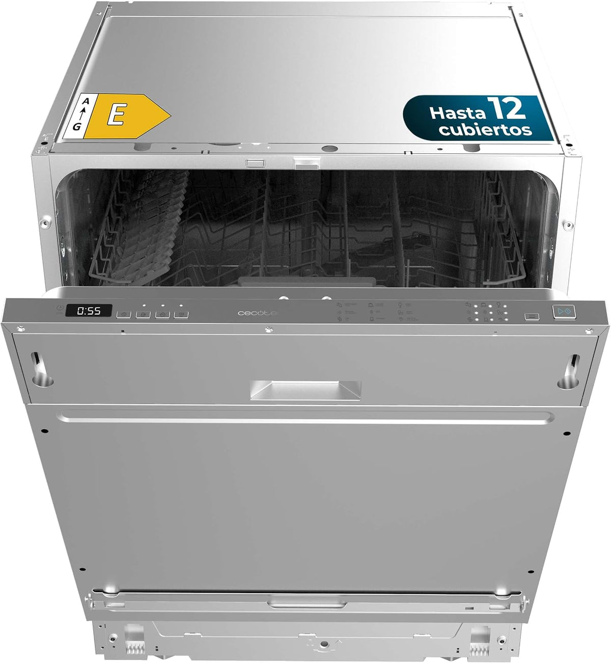 Cecotec Lavavajillas, Integrable de 60cm Bolero Aguazero 6102 Full-BI E. 1850W, 12 Cubiertos, Cesta de Cubiertos, 6 Programas, Bajo Consumo, Comienzo