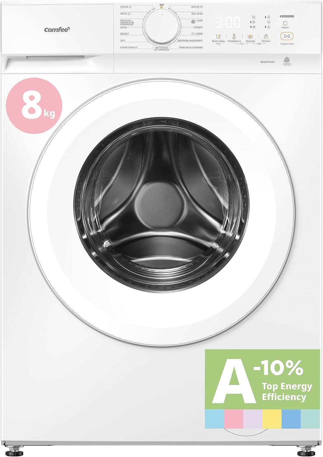 Comfee A-10 Lavadora, ' Lavadora 8KG Clase % 1400RPM Smart wash Blanco CF08EWP05W