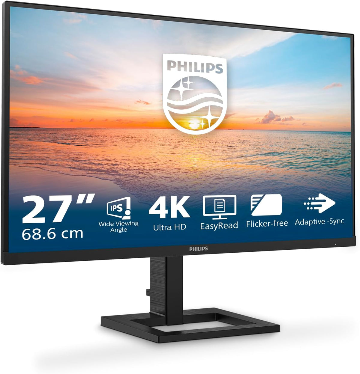 PHILIPS Monitor, 27E1N1900AE Monitor 27 Pulgadas 60Hz Panel IPS, 4ms GtG, HDR10, Altavoces, Altura Ajustable, (3840x2160 HDMI 2X 2.0 USB Hub) Negro