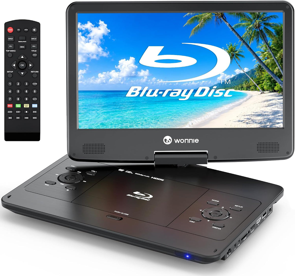 Reproductores de Blu-ray Reproductor de DVD BLU Ray portátil de 16.9 Pulgadas con Pantalla giratoria HD 1080P, batería Recargable de 4 Horas, soporta