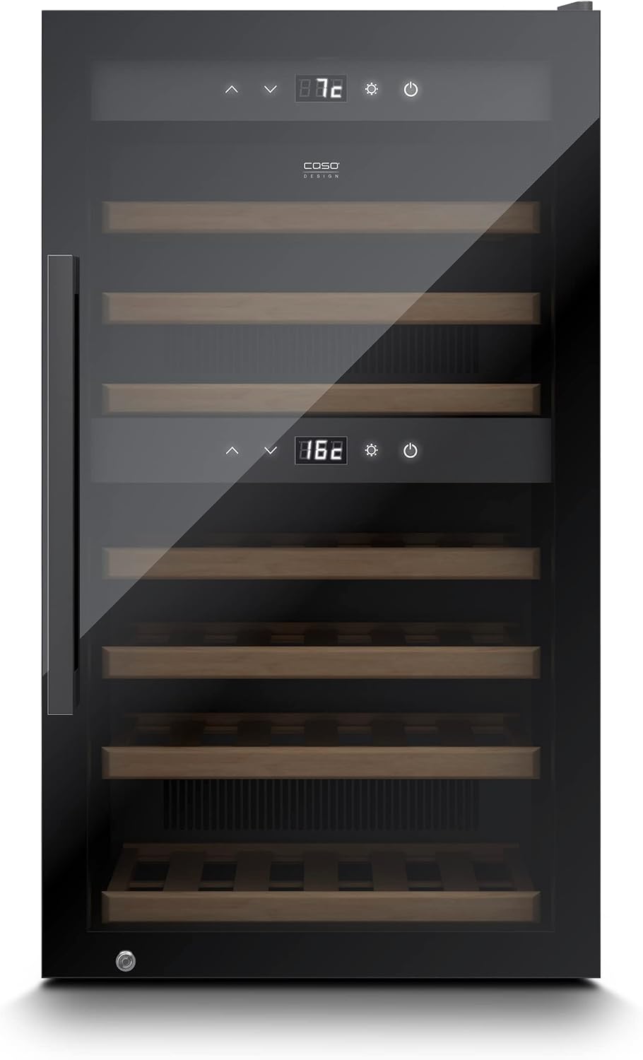 Frigoríficos para bebida de Caso, WineExclusive 66 Smart, Nevera de vino, hasta 66 botellas, dos zonas de temperatura separadas ajustables de 5 °, 20