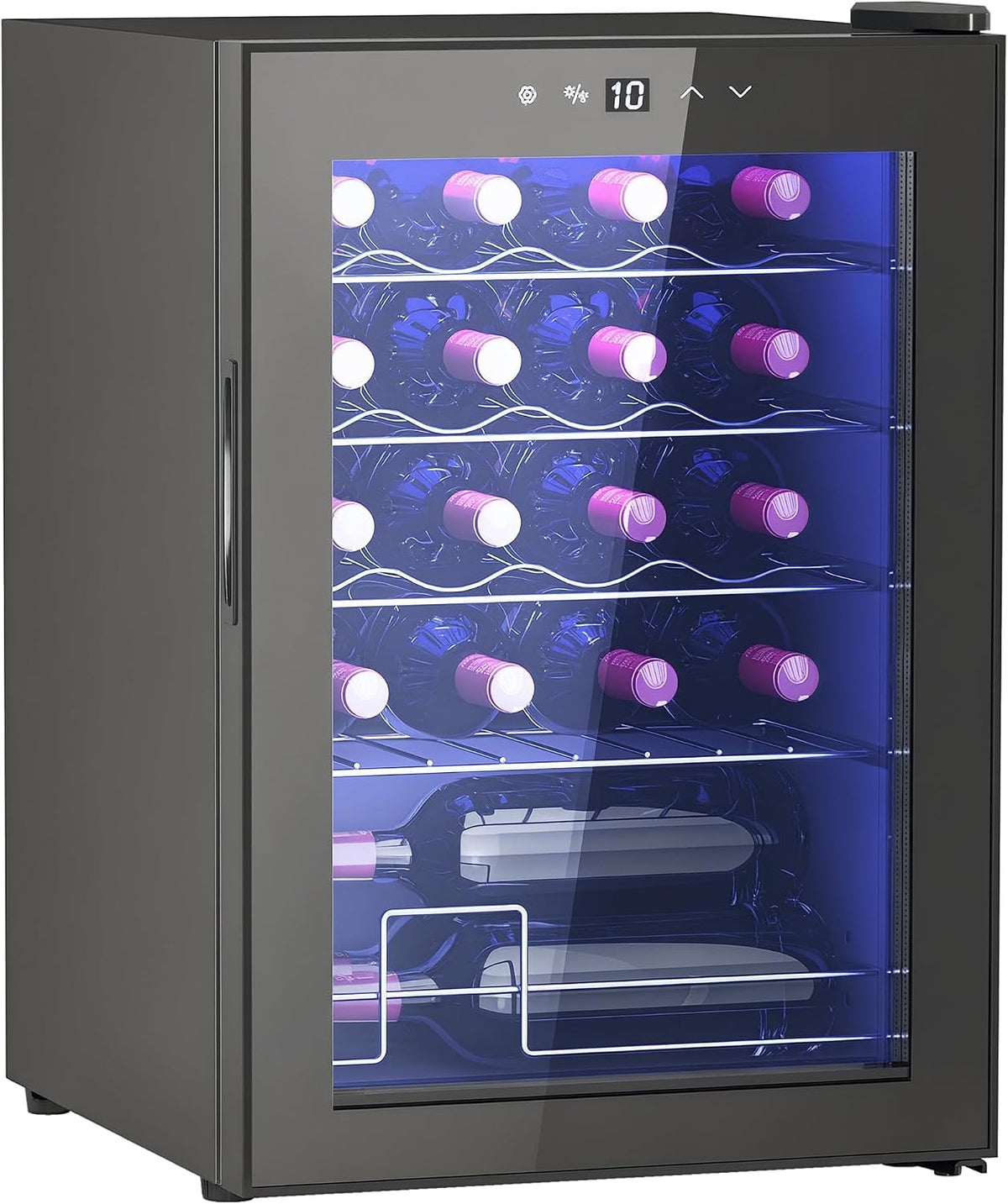 39DB de HOMCOM, vinoteca, 20 Botellas con Compresor Pantalla LED Táctil Negro